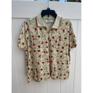 Allyson Whitmore Golf Polo Womens XL Floral Multicolor Casual Cotton Blend